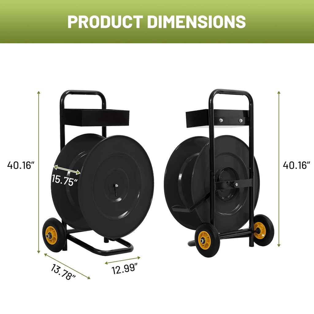 Heavy Duty Strapping Cart Dispenser for 16" Core with Wheels