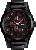 Mens Wide Leather Cuff Sport Watch for Men Large Dial 47mm Analog Quartz Watches Waterproof Chronograph Watch