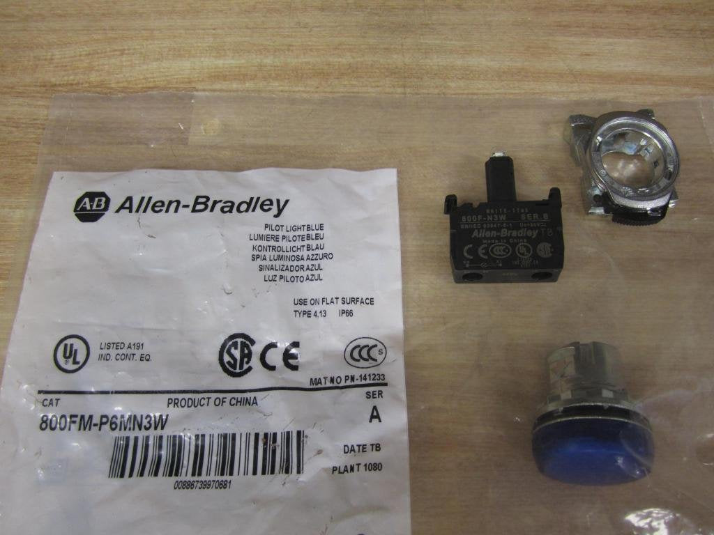 Allen Bradley 800FM-P6MN3W Blue Pilot Light 800FMP6MN3W