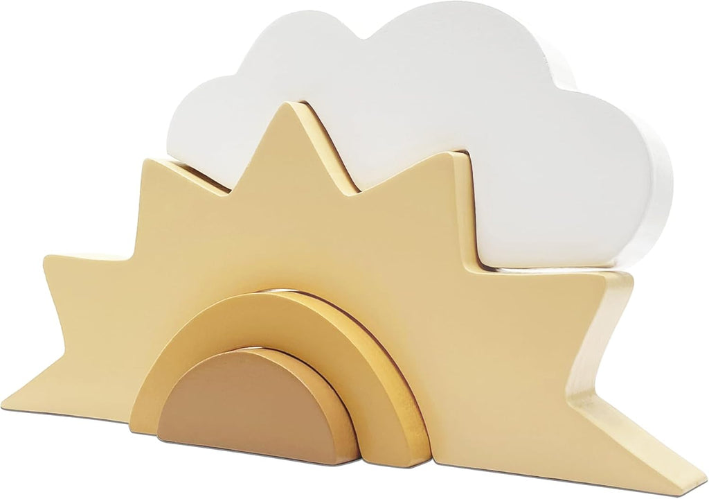 Wooden Cloud and Sun Rainbow Decoration, Boho Baby Nursery Decor, Woodland Nursery Decor, Kids Baby Room Decor for