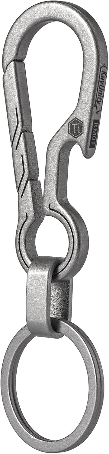 KM01 Titanium EDC Keychain Clip with Bottle Opener | Quick Release Carabiner Key Ring Holder, Compact Pocket Tool