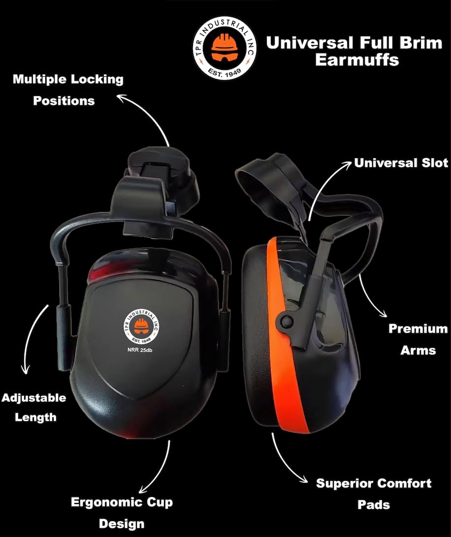 Universal Full Brim Hard Hat Ear Muffs 25dB NRR