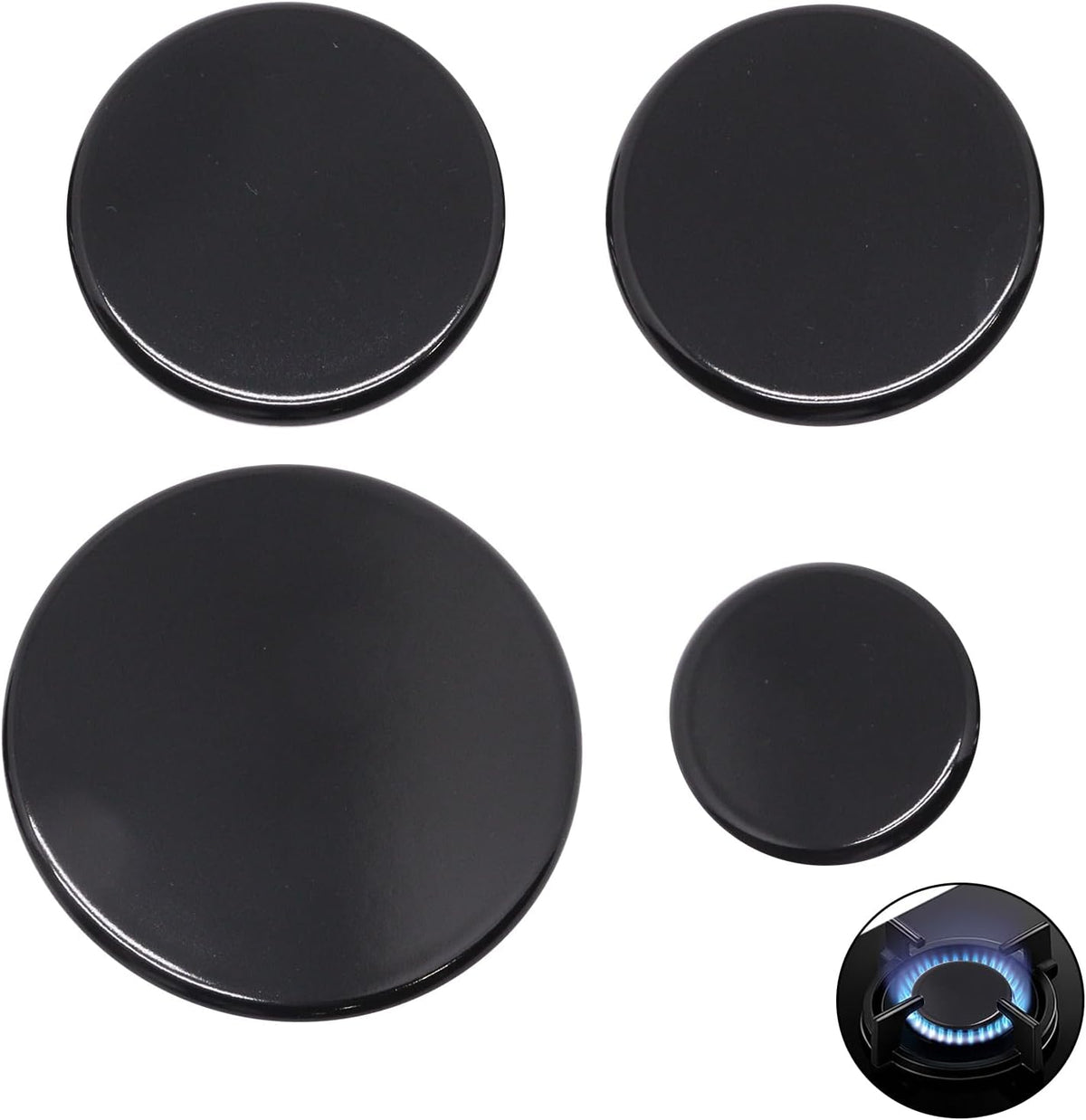 Gas Stove Burner Caps Set- 4PCS Burner Covers for Gas Stove, Glossy