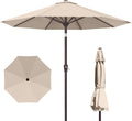 PatioKingdom 10FT Patio Umbrella with Push Button Tilt and Crank, Outdoor Market Umbrella with 8 Fiberglass Ribs, UV
