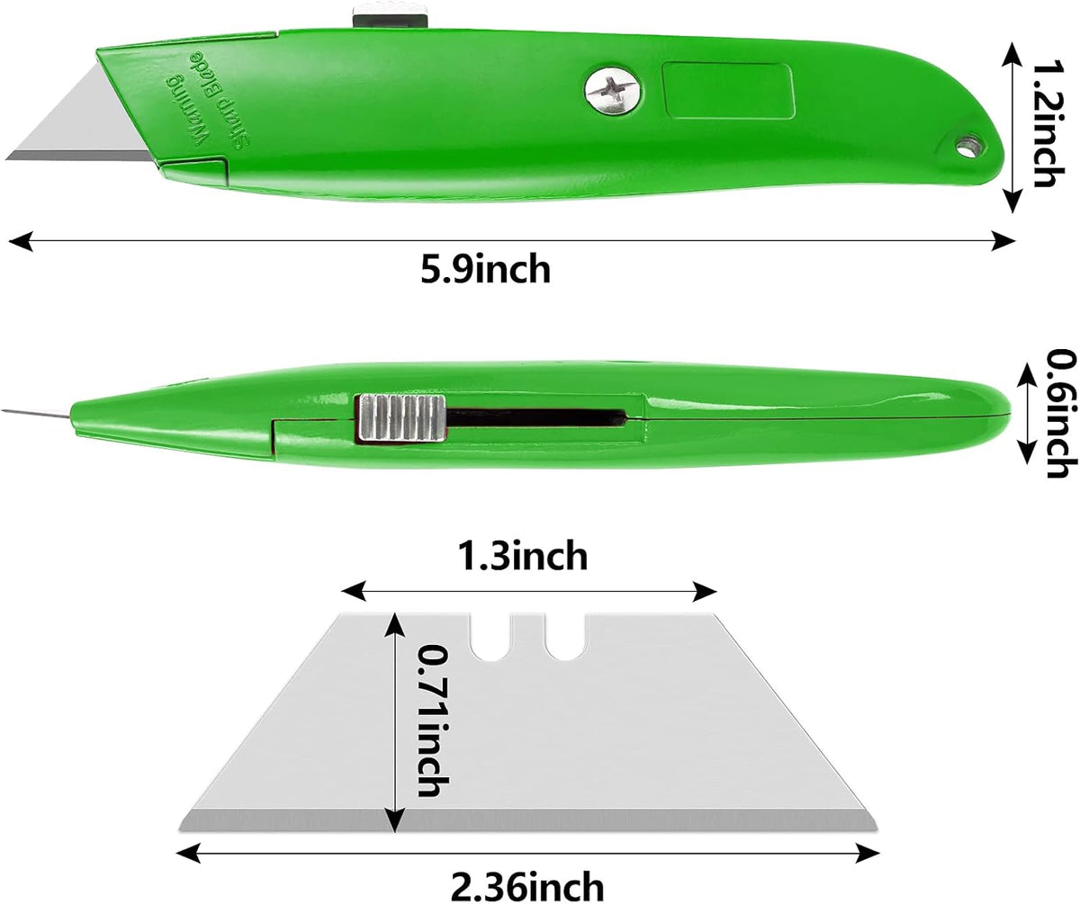 2 Pack Heavy Duty Box Cutters, Retractable Utility Knives for Boxes