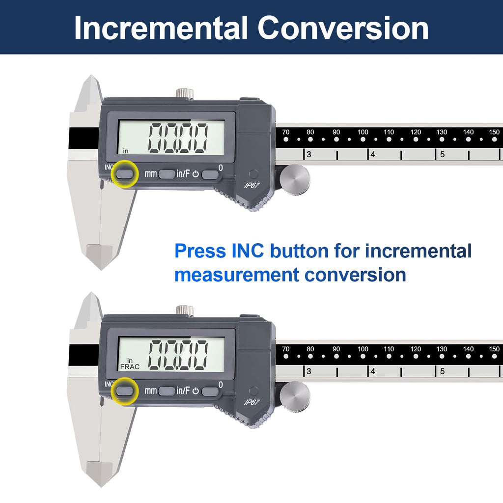 PEC Tools 6 Inch/150mm Absolute Digital Caliper & 6 Inch 4R Rule