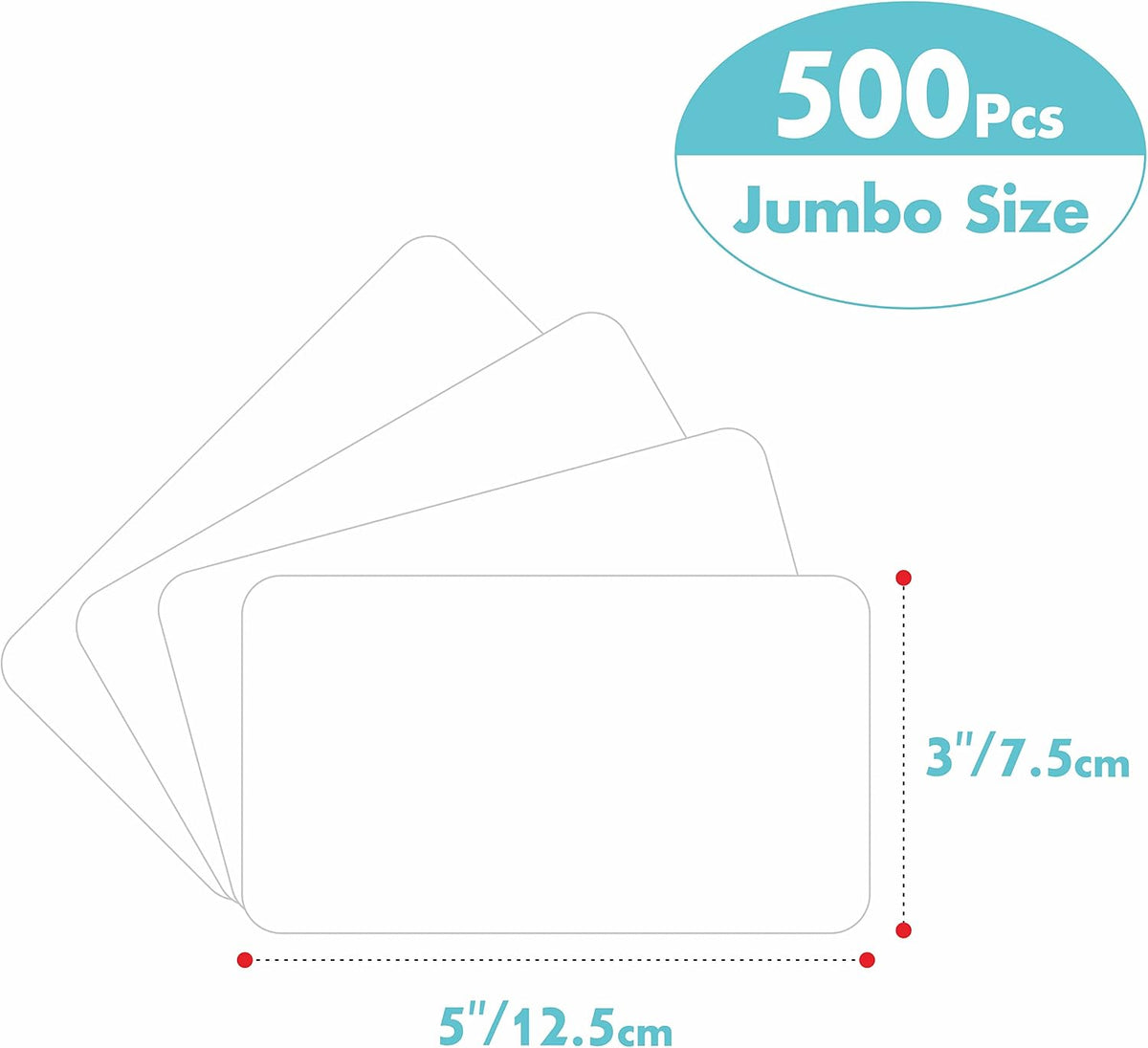 500 Blank Labels, Rectangular Color Code Label with Perforation Line for Home Organization Projects, Bins, Kitchen