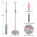 Self Wringing Twist Mops with 57 in Long Handle,Gray Pink