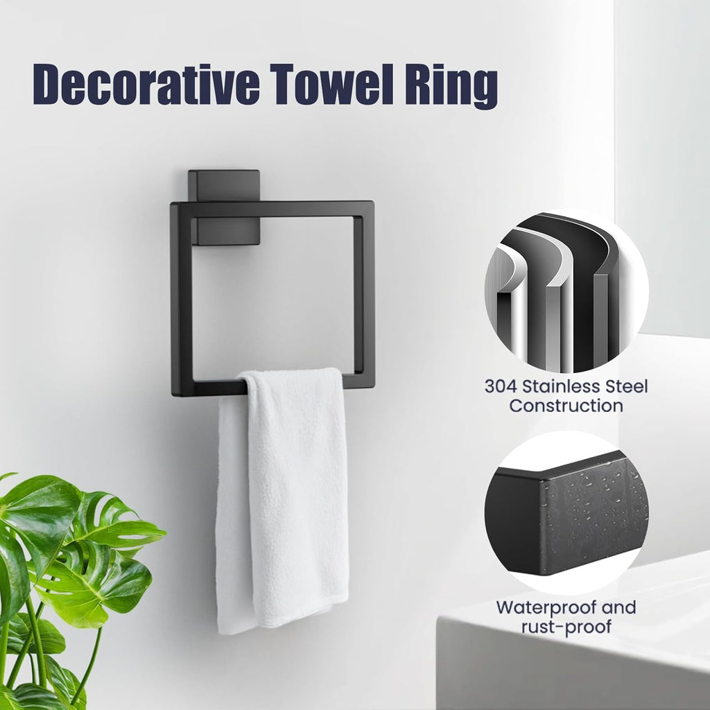 Bathroom Hardware Accessories Set: Bath Towel Bar Set, Towel Racks for Bathroom Wall Mounted, SUS304 Stainless Steel
