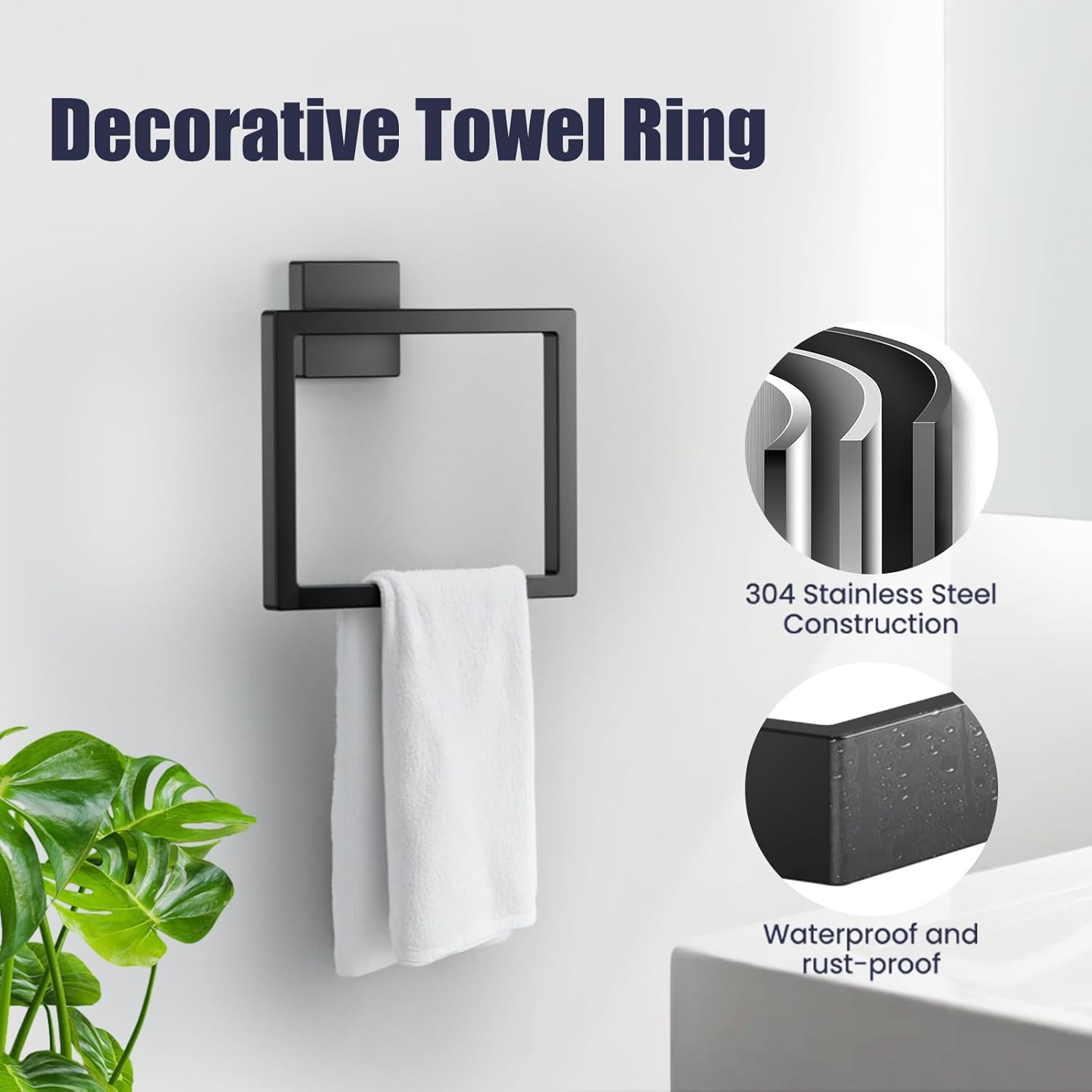 Bathroom Hardware Accessories Set: Bath Towel Bar Set, Towel Racks for Bathroom Wall Mounted, SUS304 Stainless Steel