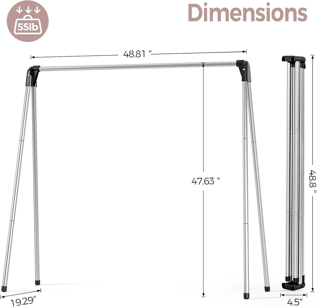 Clothes Drying Rack Foldable, Portable Clothes Rack for Travel | Stainless Steel, Folds Flat to Storage, Lightweight