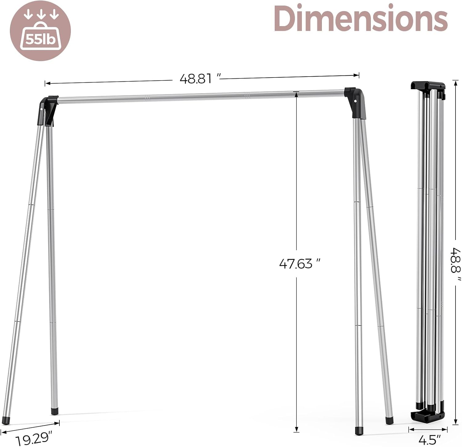 Clothes Drying Rack Foldable, Portable Clothes Rack for Travel | Stainless Steel, Folds Flat to Storage, Lightweight