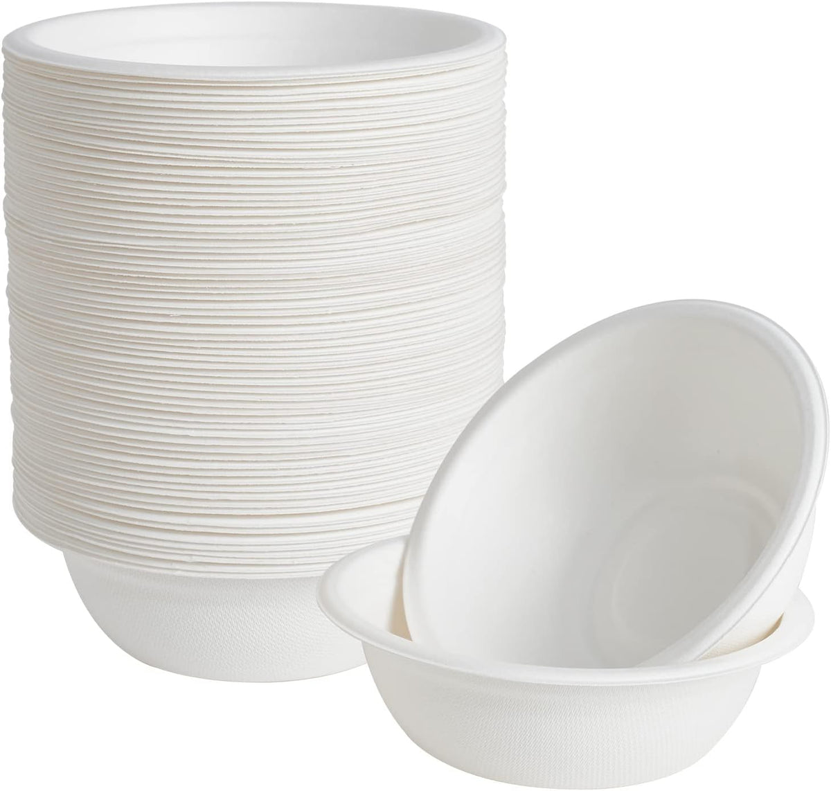 150 Pack 16 oz Compostable Paper Bowls Disposable, White