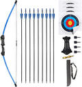 45" Youth Bow and Arrows Set for Kids 8-12 Teens Recurve Archery Beginner Gift Longbow Kit, Outdoor Hunting Play