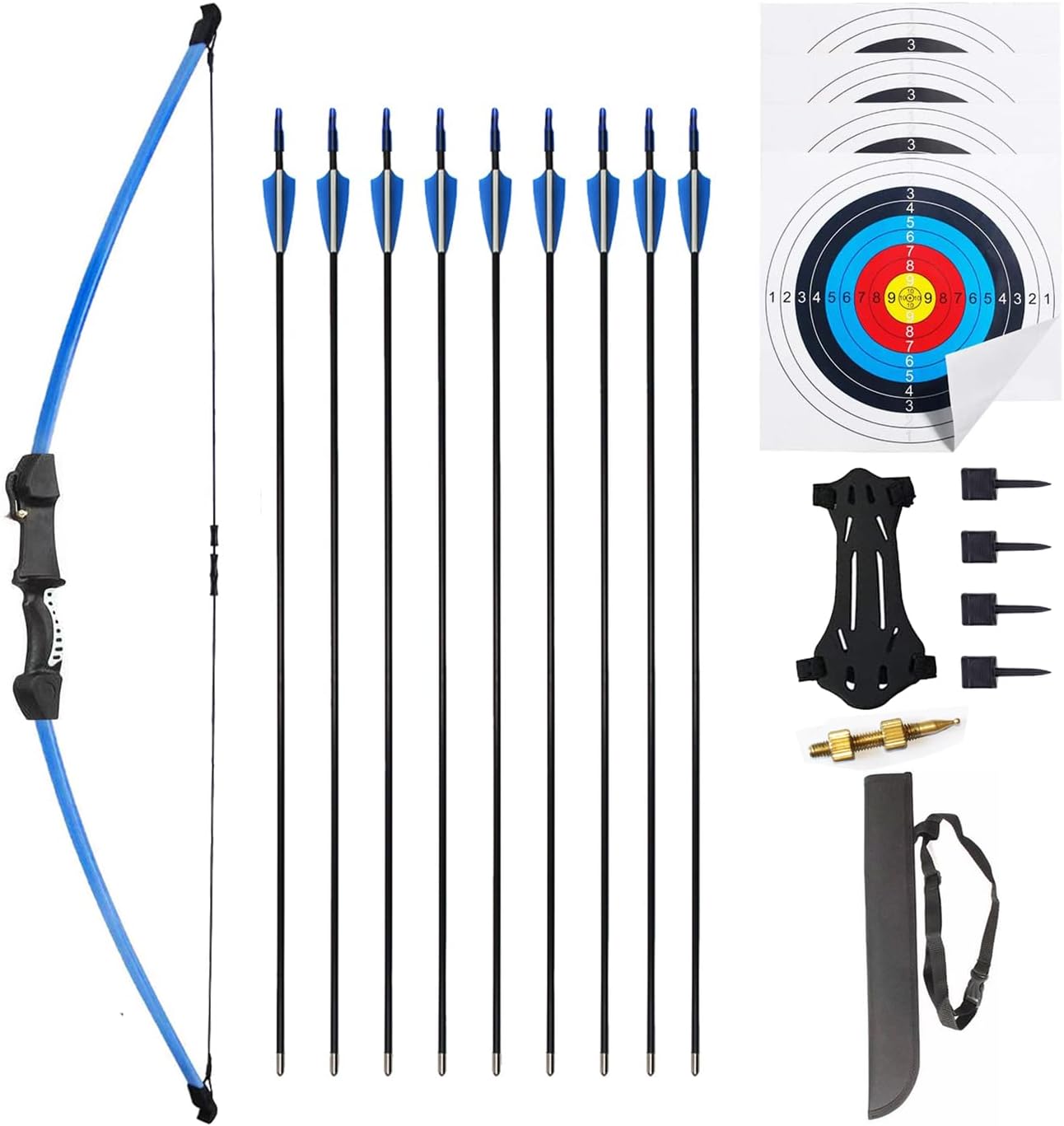 45" Youth Bow and Arrows Set for Kids 8-12 Teens Recurve Archery Beginner Gift Longbow Kit, Outdoor Hunting Play