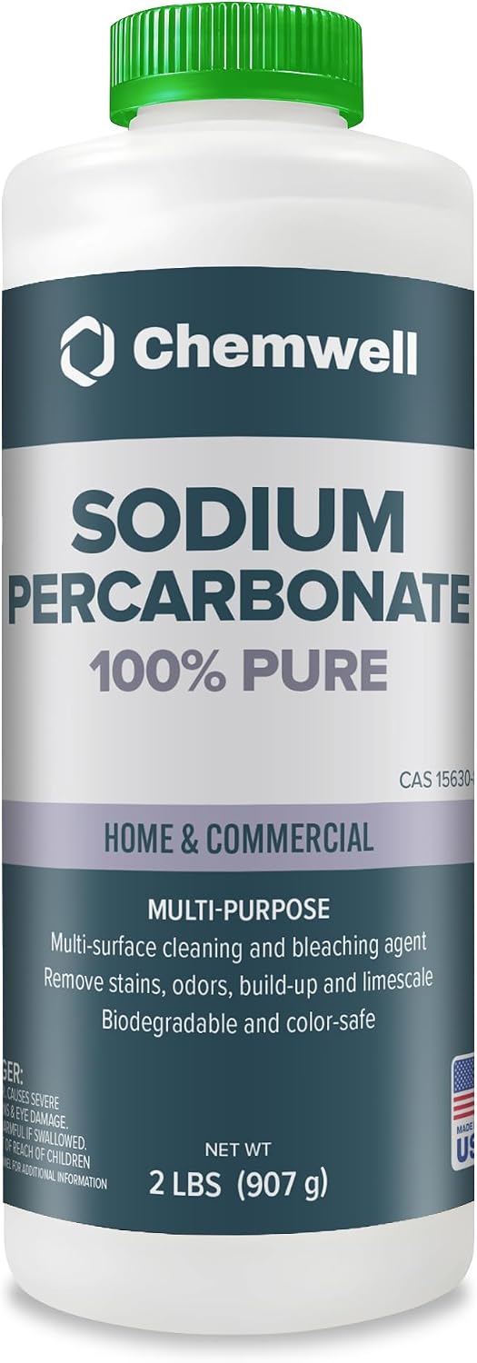Sodium Percarbonate (2 lbs) - 99.9% Pure Oxygen Bleach Powder | Scent-Free, No Additives, Powerful Cleaner for