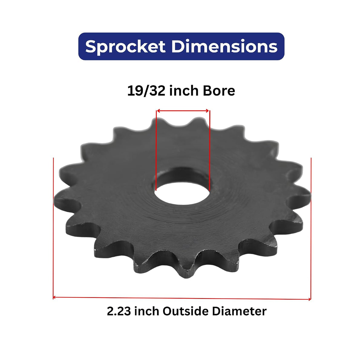 Jeremywell #35 Roller Chain Sprocket, 17 Tooth A-Plate, 19/32" Bore