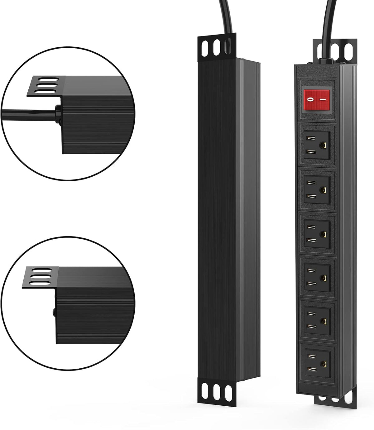 6 Outlet Power Strip, Metal Mountable Power Strip, Heavy Duty Wall Mount Power Outlet for Commercial, Industrial