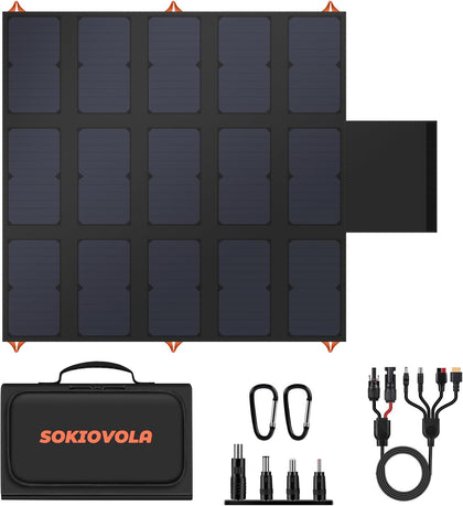 100W Portable Foldable Solar Panel 20V Portable Solar Charger with QC3.0 USB-A & Type-C Output IP68 Waterproof for
