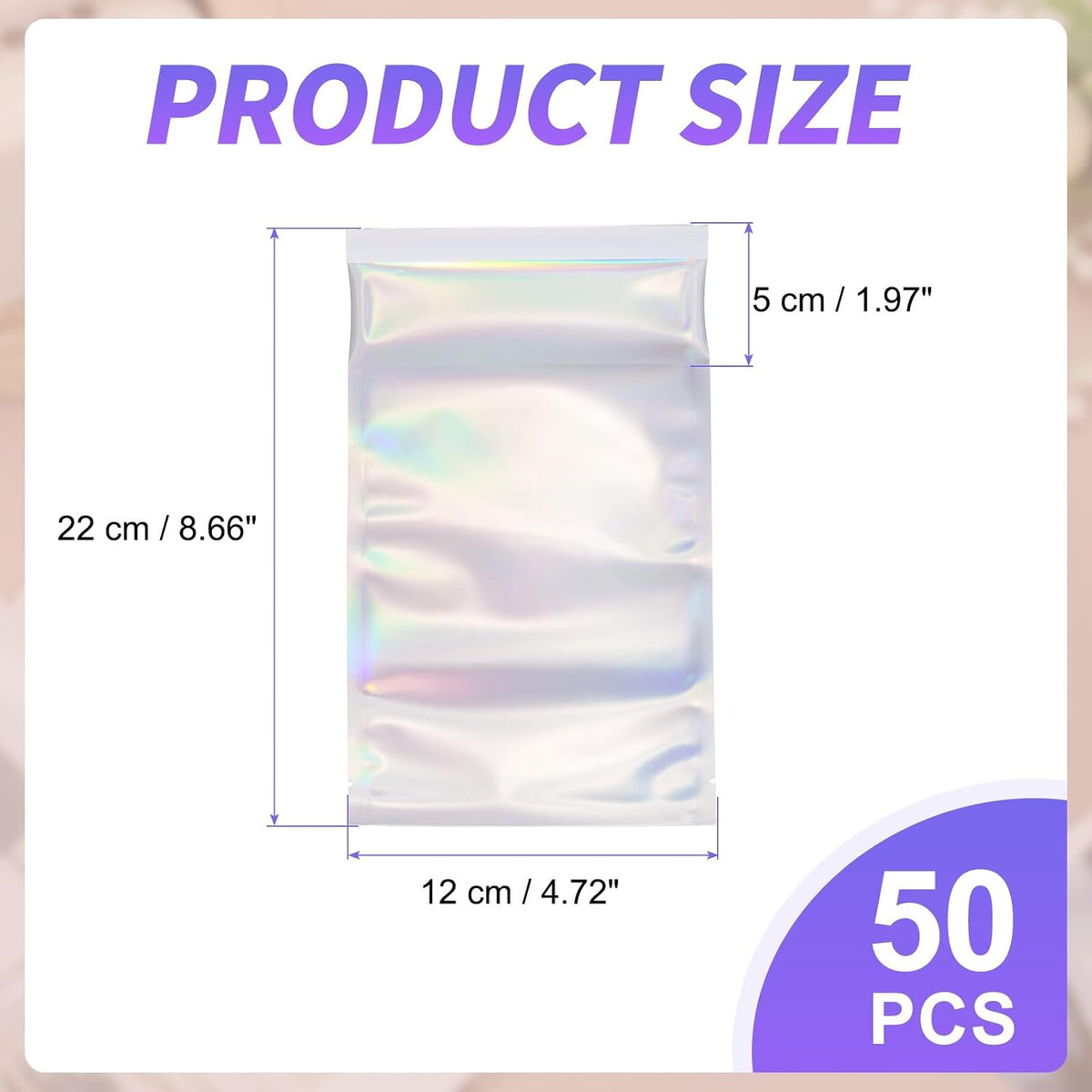 50Pcs Holographic Bags 9" x 5" Holographic Metallic Poly Mailers