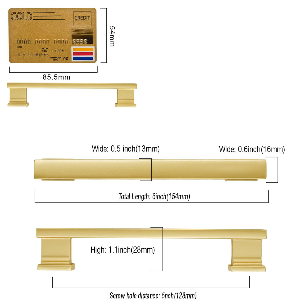 10 Pack Brushed Gold Cabinet Pulls 5"