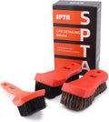 3Pcs Car Detailing Brush Kit, Leather & Textile Interior Brush, Comfortable Grip and Scratch-Free Cleaning for
