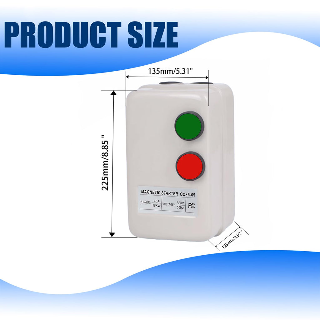 XLWJBES Magnetic Motor Starter 380V 15KW-20HP Electric Motor Starter for Air Compressor, 3-Phase/Single-Phase Switch
