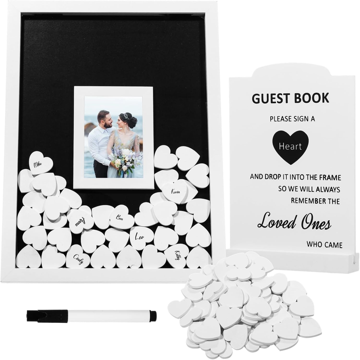 Wedding Guest Book Alternative, Guest Book Wedding Reception, Wedding Guest Book Alternative with 70 White Hearts