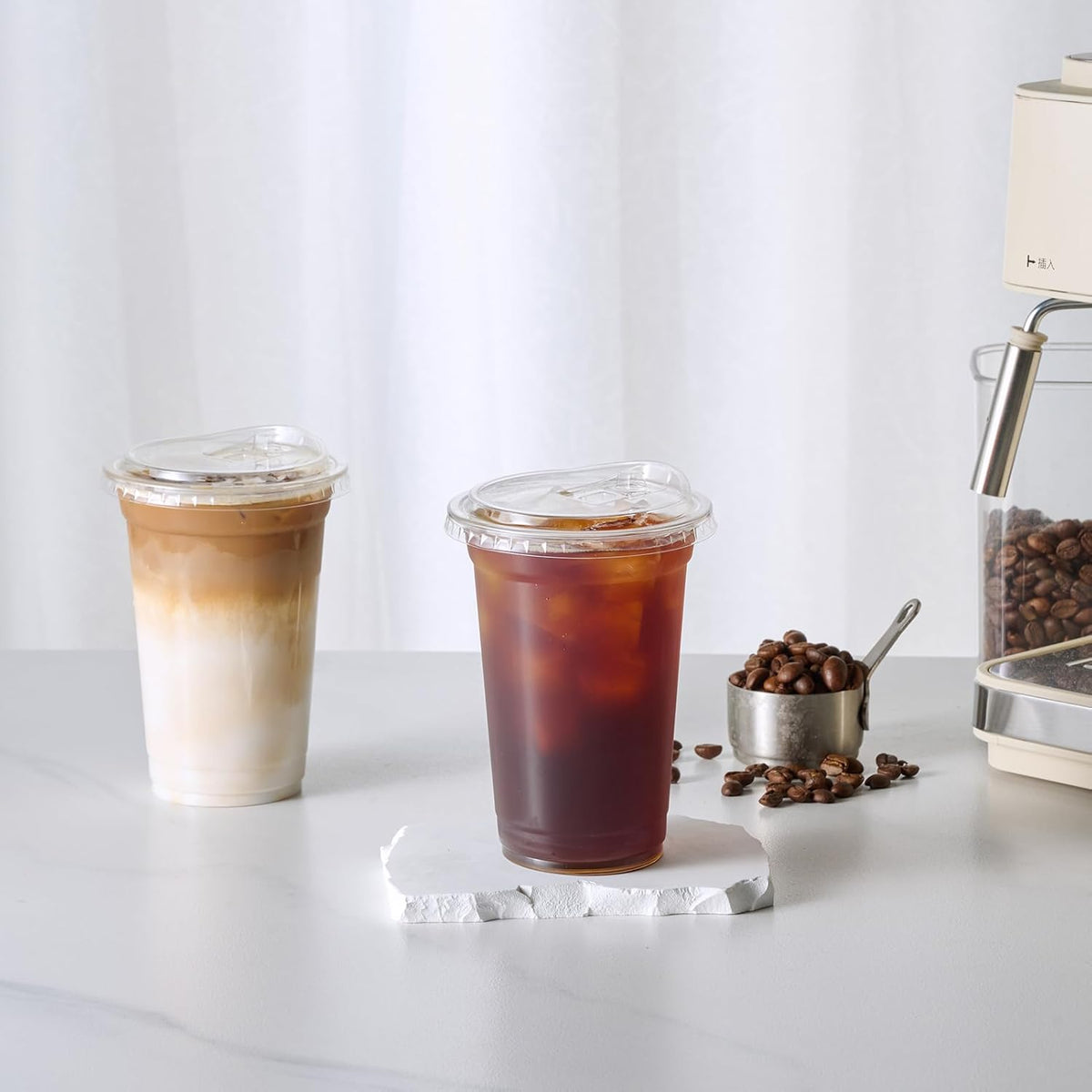 16oz Plastic Cups with Lids, 200 Pack, Iced Coffee Cups with Lids