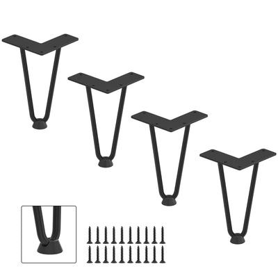 Hairpin Legs 8", Black Metal Furniture Legs for Coffee Table, Set of 4