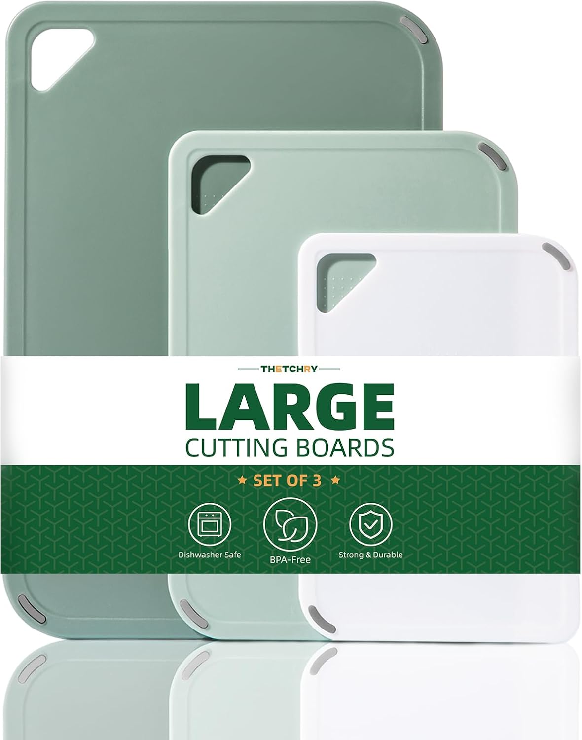 Plastic Cutting Board Set of 3-Cutting Boards for Kitchen BPA Free, Large-Small Chopping Boards Non-Slip for Cooking