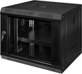 9U Wall Mount Server Cabinet IT Network Rack Enclosure Lockable Glass Door Black