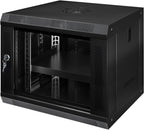 9U Wall Mount Server Cabinet IT Network Rack Enclosure Lockable Glass Door Black
