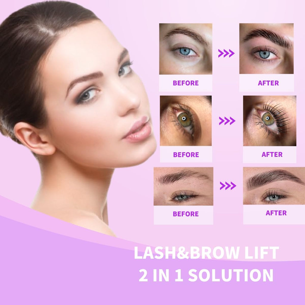 Lash Lift Kit Brow Lamination Kit 2 in 1 Solution, Professional Eyebrow and Eyelash Perm Kit, 6-8 Weeks Long Lasting