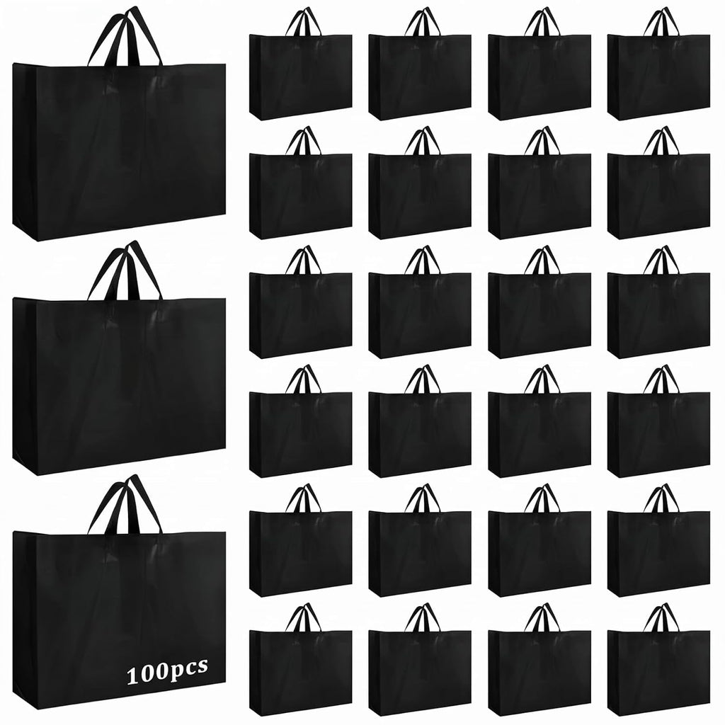 100 Pcs Pink Shopping Bags Bulk with Handles, 16"x 12"x 6"
