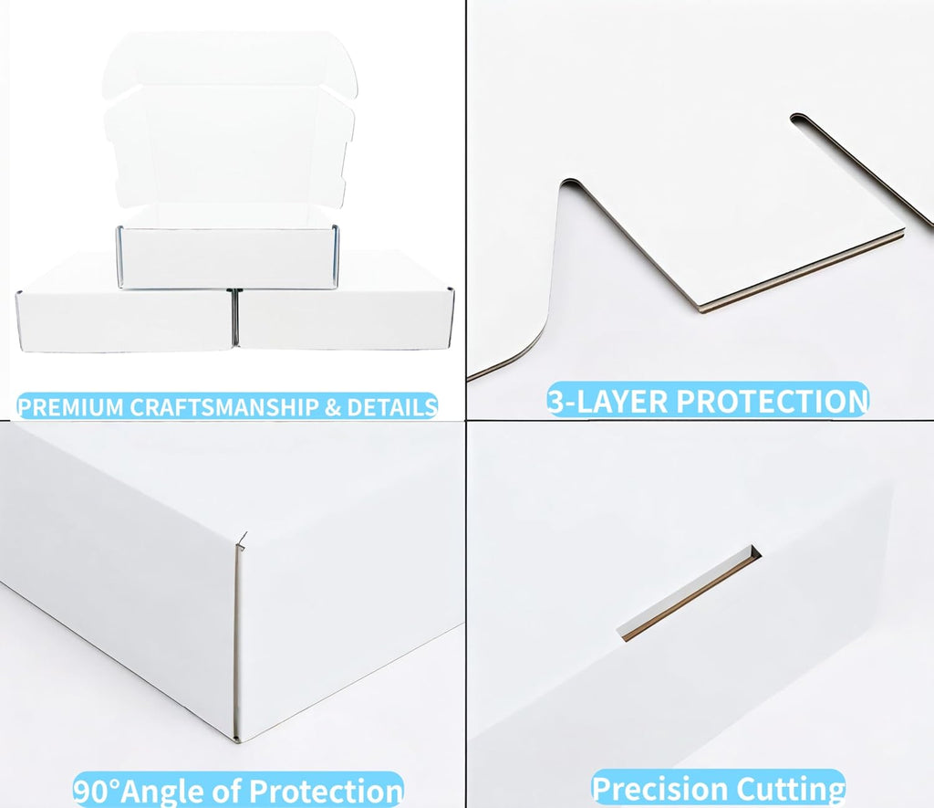 4x3x2 Inches 50 Pack White Corrugated Cardboard Shipping Boxes
