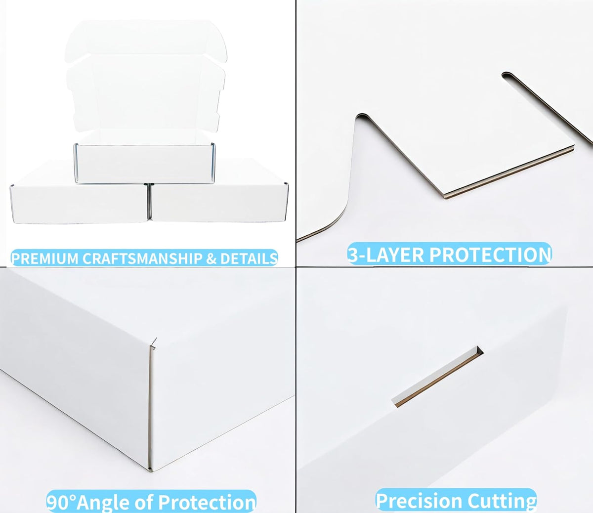 7x5x2 Inches 50 Pack White Corrugated Cardboard Shipping Boxes