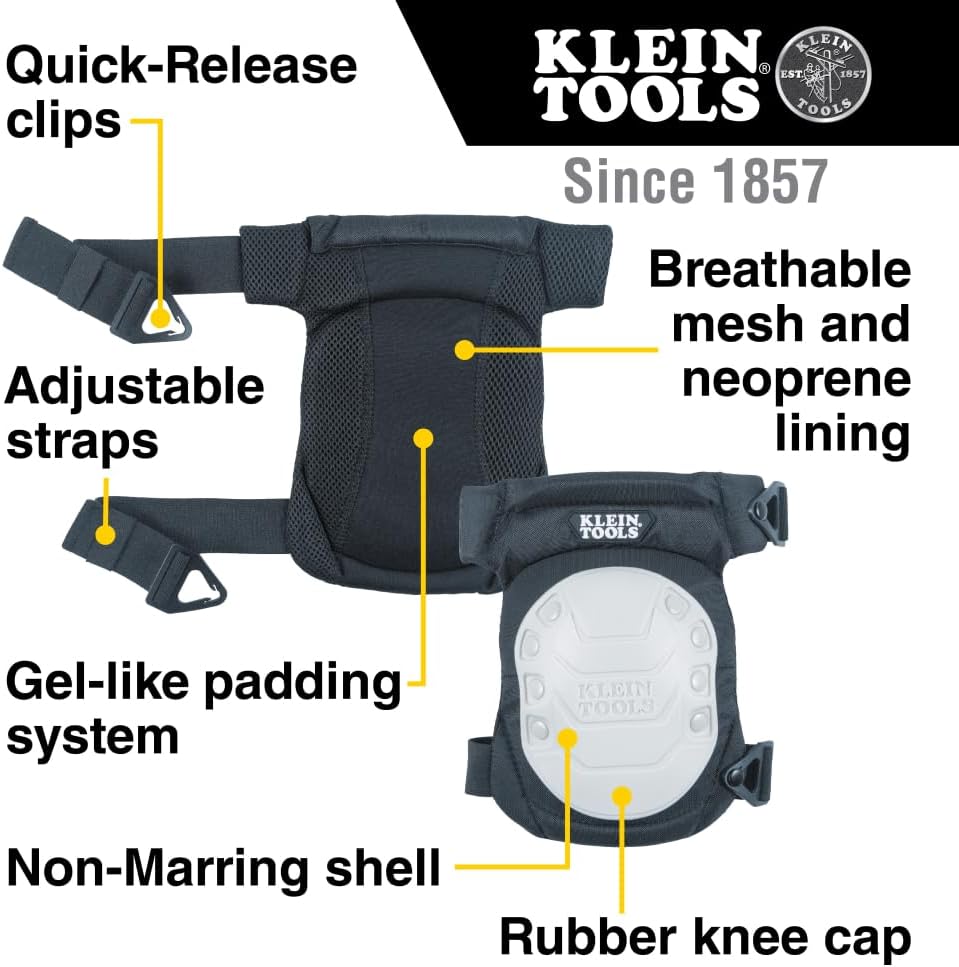 60846 Knee Pad for Men and Women, Non-Marring, Gel-Like Padding, Adjustable Straps, Great for Construction and Flooring