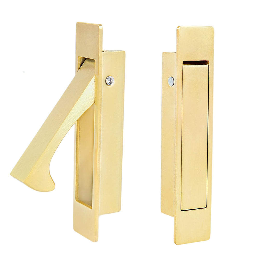 Pocket Door Handles Edge Pull,Flush Finger Hardware,Satin Brass,1