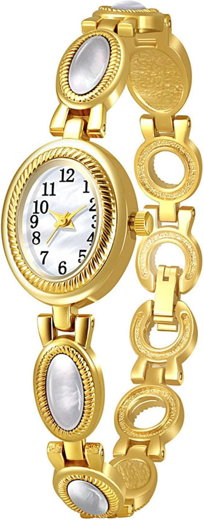 Womens Gold Watch Waterproof Quartz Wrist Watch Elegant Oval Vintage Small Dial Bracelet Watch Fashion Dress Watches