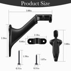 Handrail Bracket for Stairs, Matte Black, 3 Pack