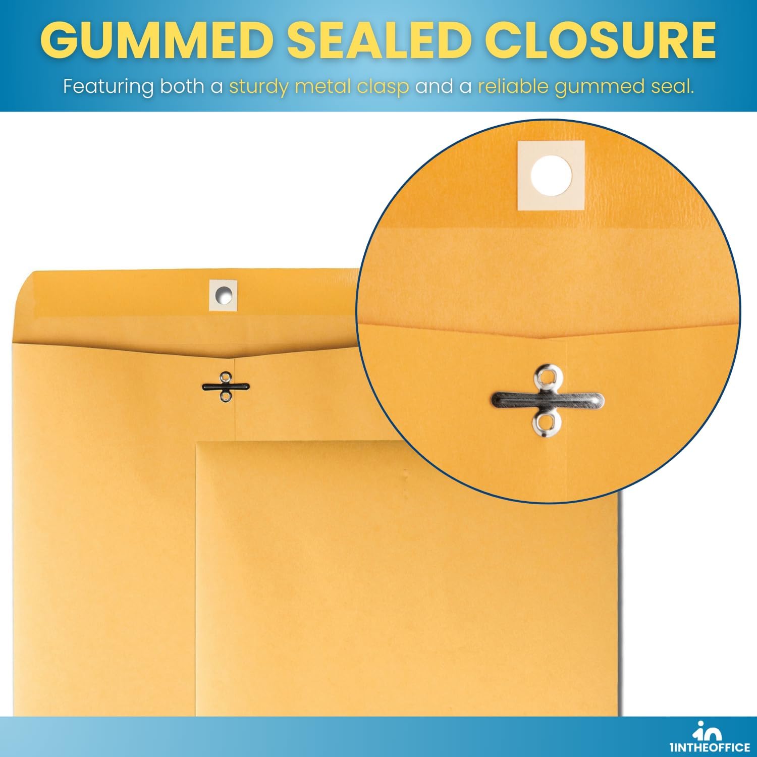 Clasp Envelopes 10x13, Large Mailing Envelopes, Catalog Envelopes, Clasp Closure & Gummed Seal, Brown, 12 Pack