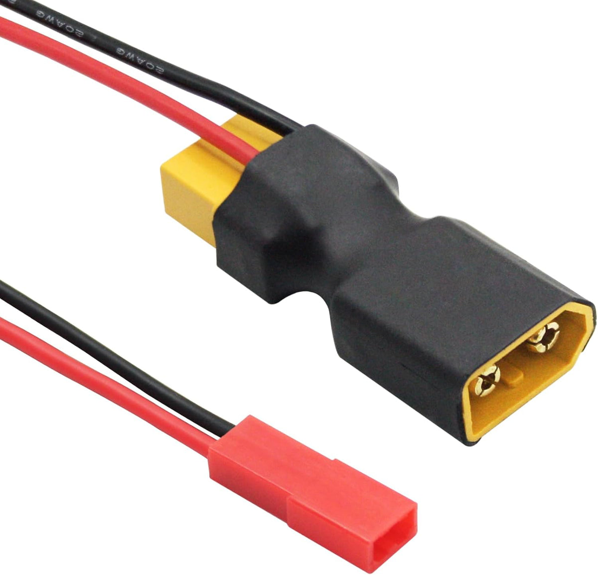 2Pair XT60 Connector Adapter with JST Plug 3", 20AWG Cable Gold Plated Plug