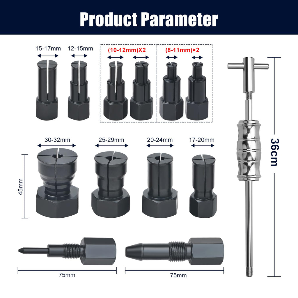13pcs Blind Hole Collet Bearing Puller Set, Internal Bearing Extractor Puller Kit Slide Hammer Bearing Puller Set