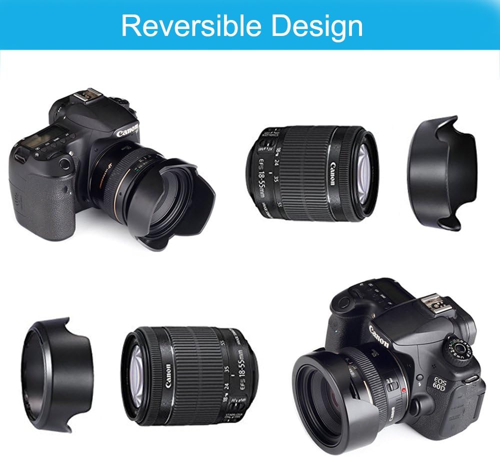 77mm Lens Hood Set, Collapsible Rubber Lens Hood with Filter Thread + Reversible Tulip Flower Lens Hood + Center