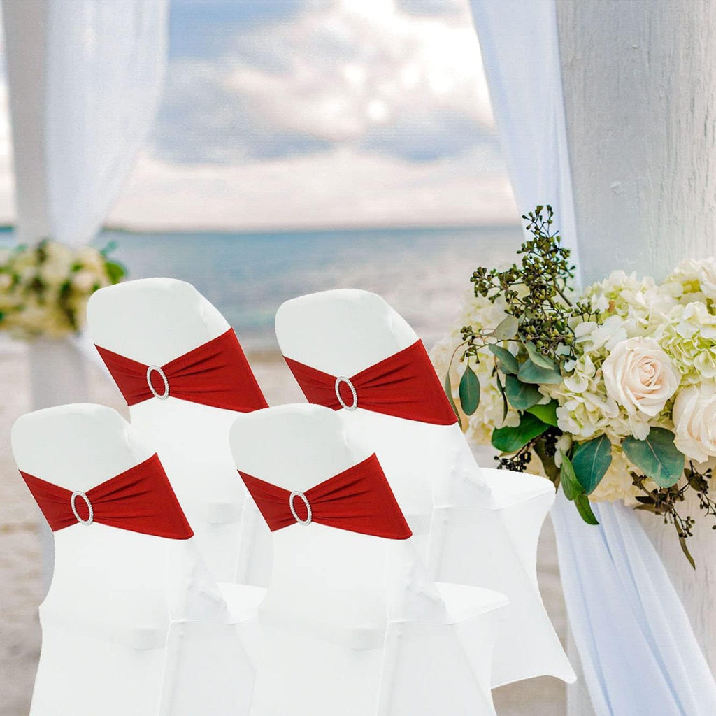 Spandex Chair Sashes Bands, Red, 30PCS