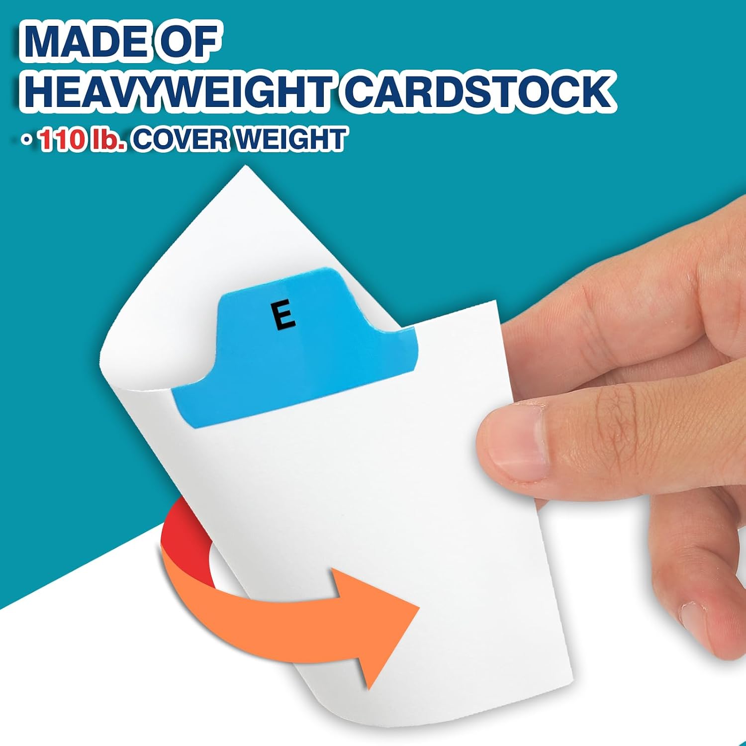 3"x5" Index Card Dividers, A-Z Tabbed, with Blank Stickers, 1 Set | Bright Colors, Heavyweight, Made of 110 lb. Cover