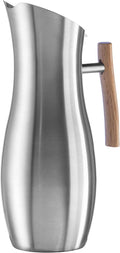 Slimline Stainless Steel Pitcher- Stainless Steel Water w/Ice Guard, Water Carafe, Great Metal Container for