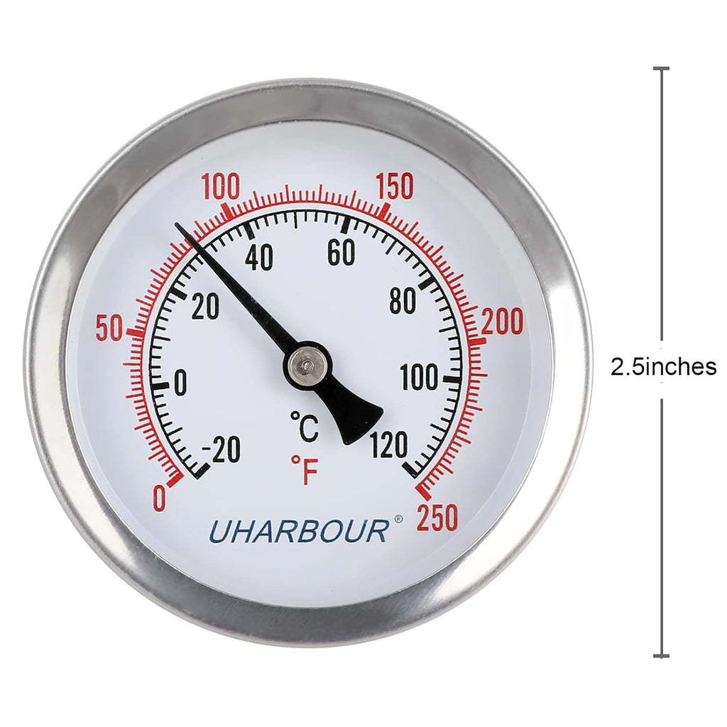 Uharbour 2-1/2" Dial Bi-Metal Water Thermometer 2 Pack, 1/2" NPT