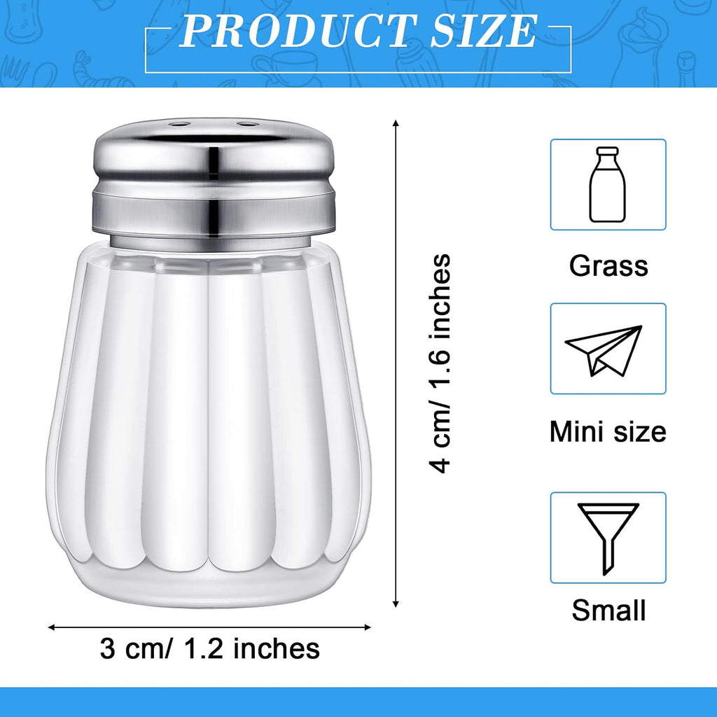 50 Pcs Mini Glass Salt and Pepper Shakers 0.34 oz,Silver